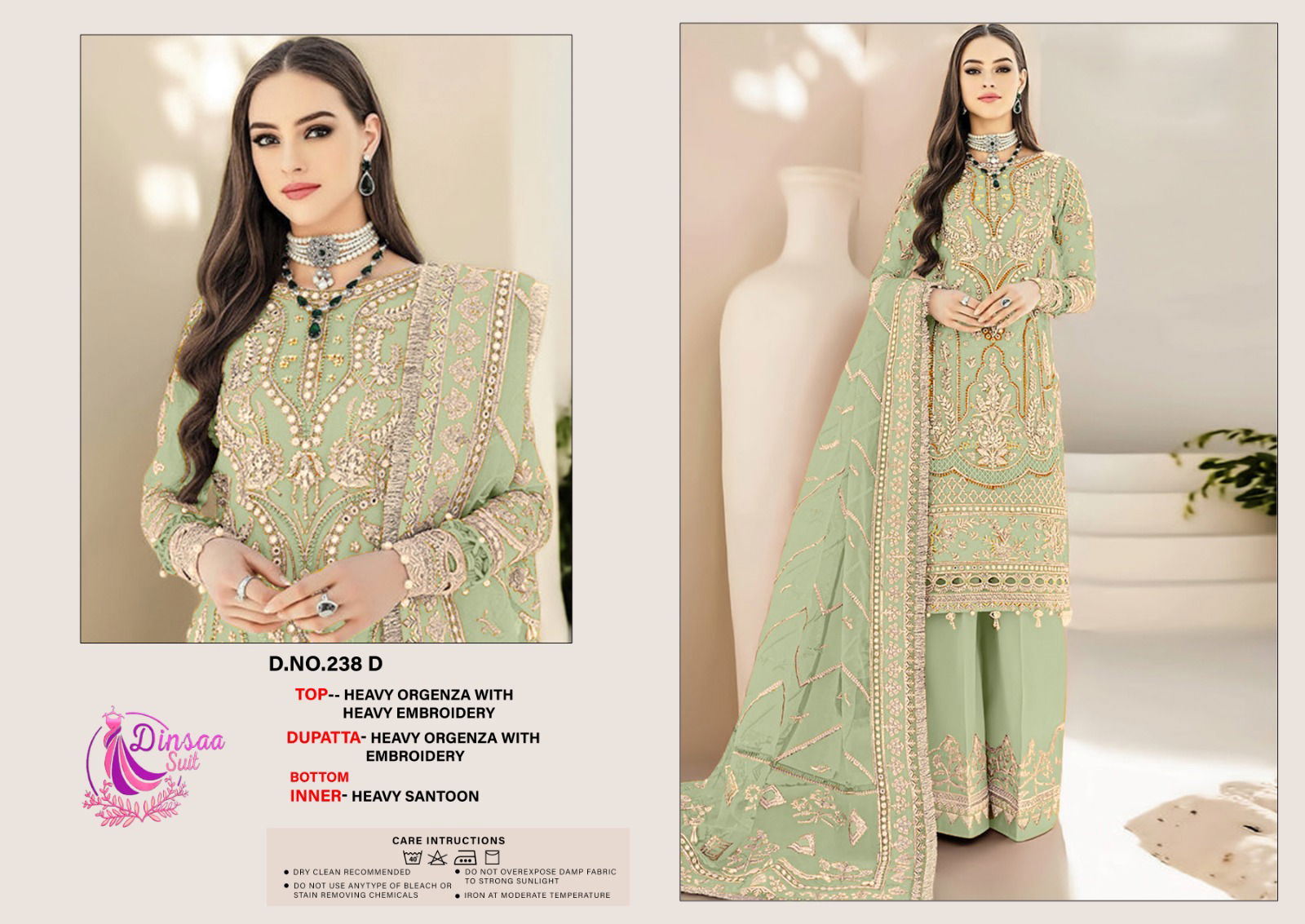 238 Dinsaa Suits Embroidery Pakistani Suits Wholesale Market In Surat